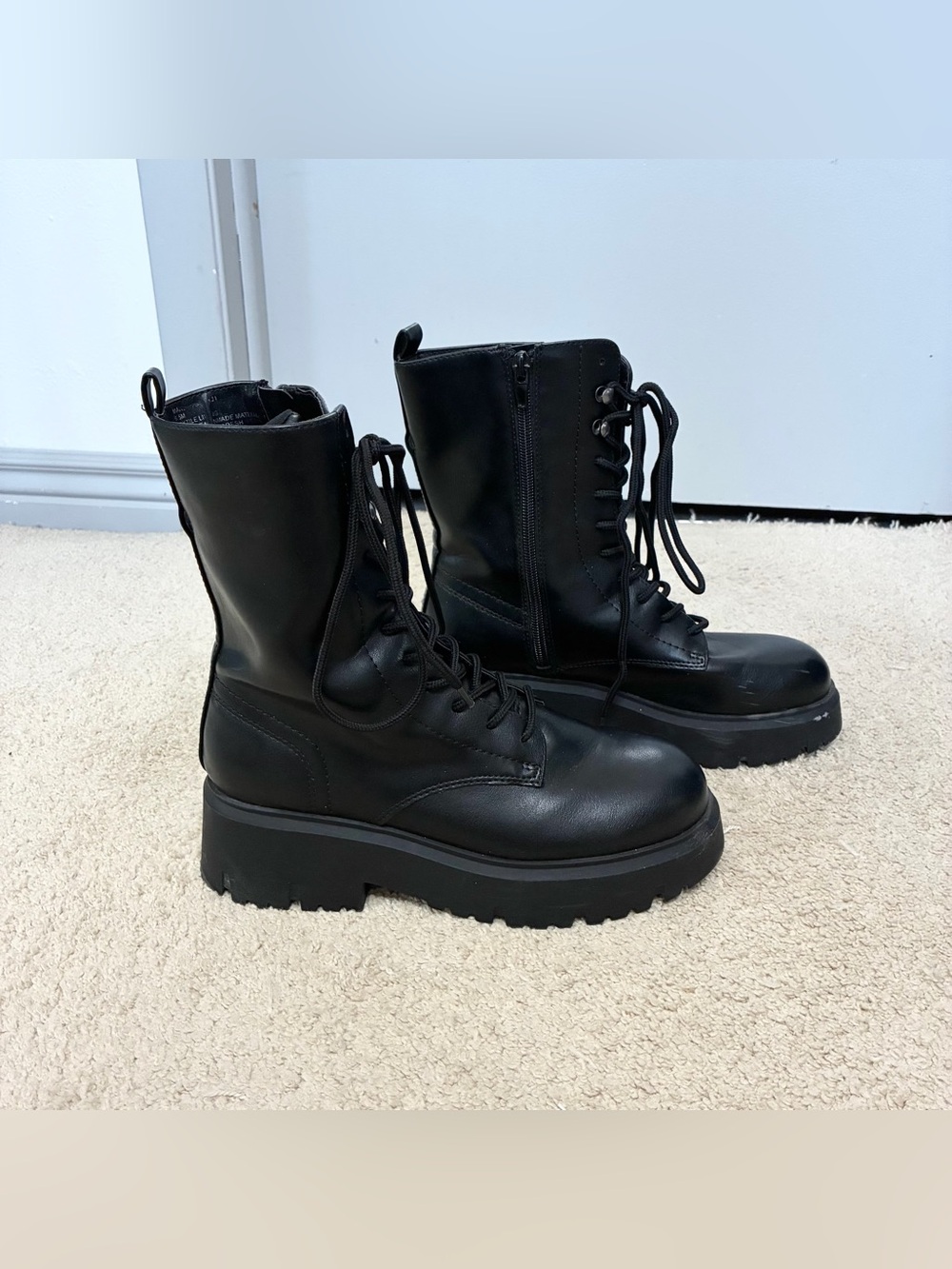 Madden Girl black heeled combat boots